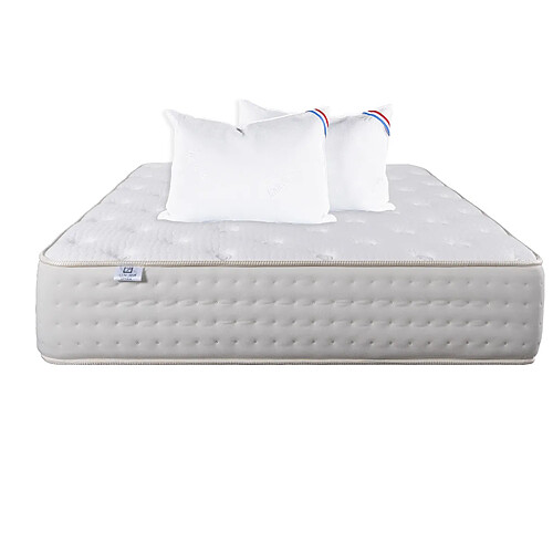 LUXURY LITERIE Matelas 180x200 cm, Purlux, 26cm, latex, indépendance du couchage, face été/hiver + 2 Oreillers