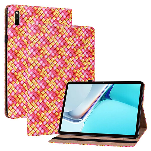 Etui en PU texture tissée multicolore rose pour votre Huawei MatePad 11 (2021)