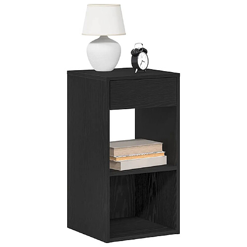 vidaXL Table de chevet avec tiroir noir 35x34x66,5 cm