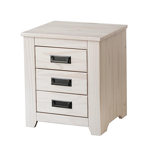 Table de Nuit Alexandra House Living Blanc Métal Bois de pin 43 x 50 x 32 cm 3 tiroirs