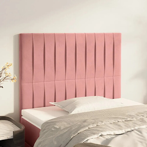 vidaXL Têtes de lit 2 pcs Rose 100x5x78/88 cm Velours