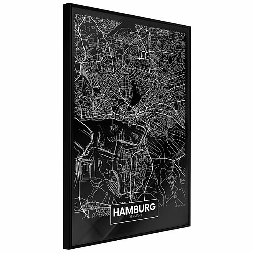 Paris Prix Affiche Murale Encadrée City Map Hamburg Dark 40 x 60 cm Noir