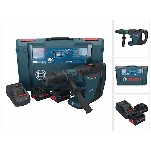 Bosch GBH 18V-40 C Professional Perforateur sans fil 9,0 J 18V - SDS max - BITURBO Brushless + 2x Batteries ProCORE 8,0 Ah + Chargeur + Coffret XL-BOXX