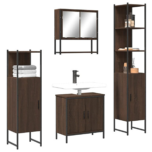 vidaXL Ensemble de meubles de salle de bain 4 pcs Chêne marron