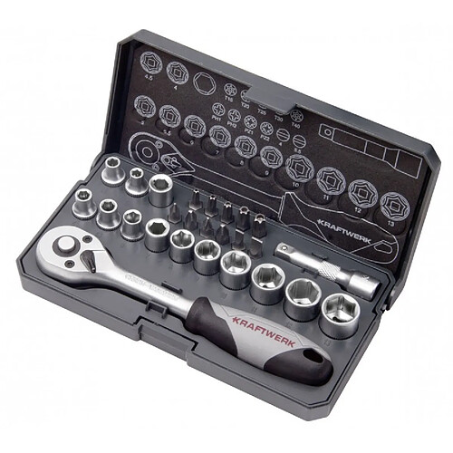 Coffret de douilles cliquet et accessoires 26 pcs 1/4" Kraftwerk