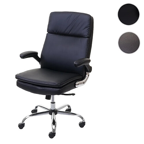 Mendler Chaise de bureau HWC-F83 fauteuil directorial pivotant, ressorts en spirale, similicuir ~ noir