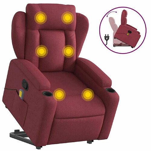 Maison Chic Fauteuil Relax pour salon, Fauteuil inclinable de massage Rouge bordeaux Tissu -GKD20260