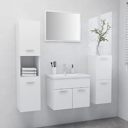 ComfortXL Ensemble De Meubles De Salle De Bain Blanc Aggloméré