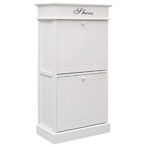 vidaXL Armoire à chaussures Blanc 50 x 28 x 98 cm Bois de Paulownia