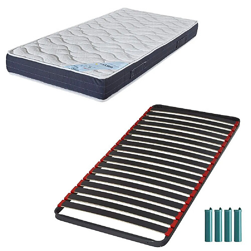 Ebac Matelas mousse + Sommier métal C39 90x190 Melior - Hauteur 20 cm - Soutien ferme