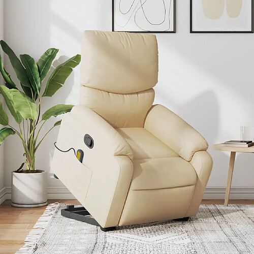 vidaXL Fauteuil inclinable de massage Crème Tissu