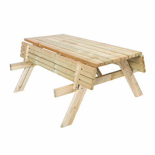 Table Pique-nique Bancs Pliables 200 Bois Traité Gardiun 198x154x74 cm 42 mm 6-8 Personnes