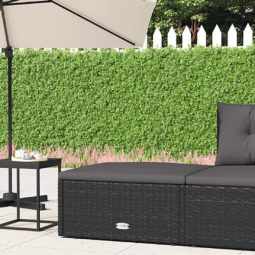 vidaXL Tabouret de jardin avec coussin noir résine tressée