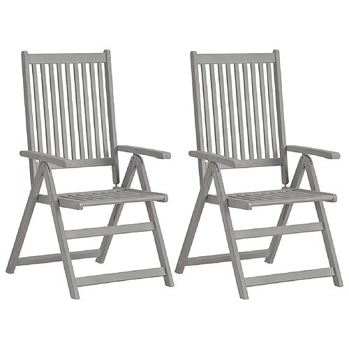 Maison Chic Lot de 2 Chaises inclinables de jardin - Fauteuil d'extérieur avec coussins Bois d'acacia -MN46102