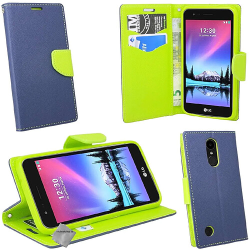 Htdmobiles Housse etui portefeuille pour LG K10 (2017) + film ecran - BLEU / VERT