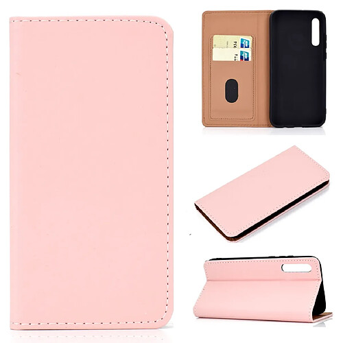 Wewoo Housse Coque Etui en cuir avec rabat horizontal pour Samsung Galaxy A50couleur unieavec fente carte et support Rose