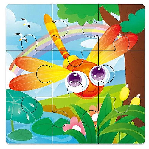 Universal (12 - Libellule (9pcs)) Puzzle en bois 3D Jigsaw Jouet en bois 3D Cartoon Animal Puzzle Intelligence Enfance Petite Enfance Éducation Jouets Enfants