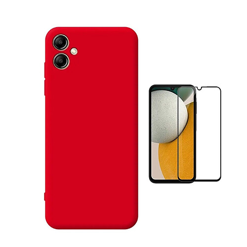 Kit De Film En Verre Trempé À Coque Complète 5D + Coque En Silicone Liquide Phonecare Pour Samsung Galaxy A06 - Rouge