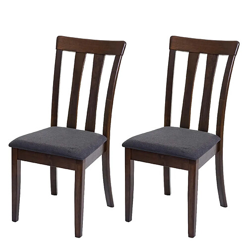 Decoshop26 Set de 2 chaises de salle à manger cuisine en tissu gris foncé et bois massif marron foncé 04_0002966