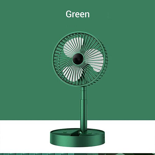 (2) Ventilateur Pliable USB Vert Ventilateur de Sol Télescopique Portable de Bureau de Table Rechargeable