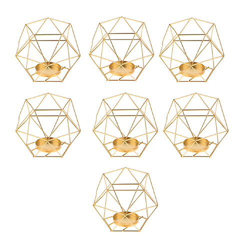 7pcs 3d géométrique chandelier géométrique bougie titulaire de lumière de thé en or