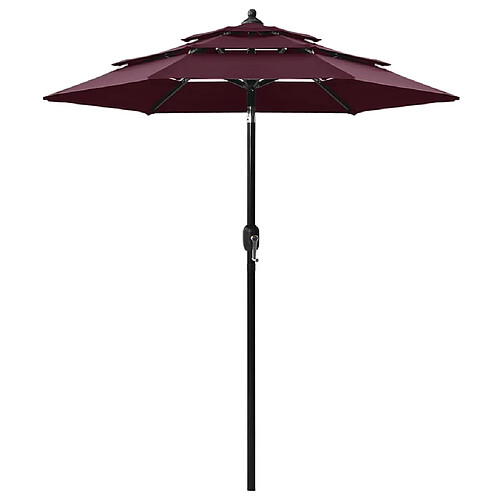 ComfortXL Parasol à 3 Niveaux Avec Mât En Aluminium Bordeaux 2 M