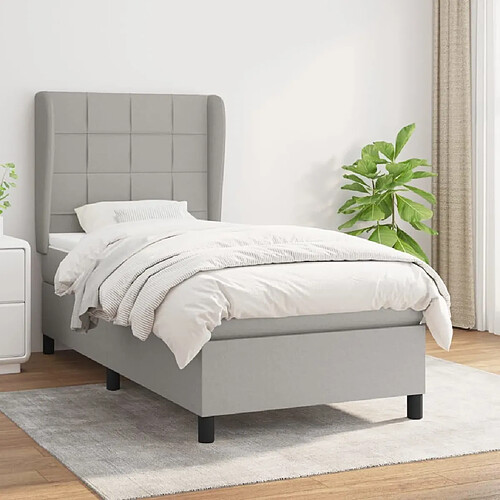 Maison Chic Lit Adulte - Lit simple Lit à sommier tapissier et matelas moelleux - Meuble de Chambre - Gris clair 90x190 cm Tissu -MN63100