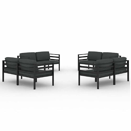 Maison Chic Ensemble Tables et chaises d'extérieur 8 pcs avec coussins,Salon de jardin Aluminium Anthracite -GKD701959