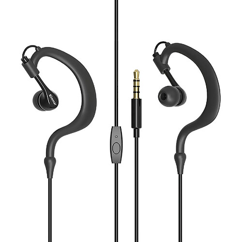 Wewoo Casque de sport R02 à la mode imperméable haut-parleur IPX5 10mm ergonomique écouteur à oreille filaire noir