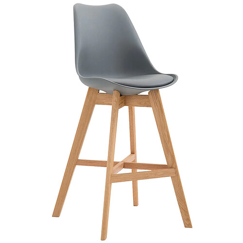 Decoshop26 Tabouret de bar style scandinave avec repose-pieds en bois assises en plastique et synthétique gris TDB10372