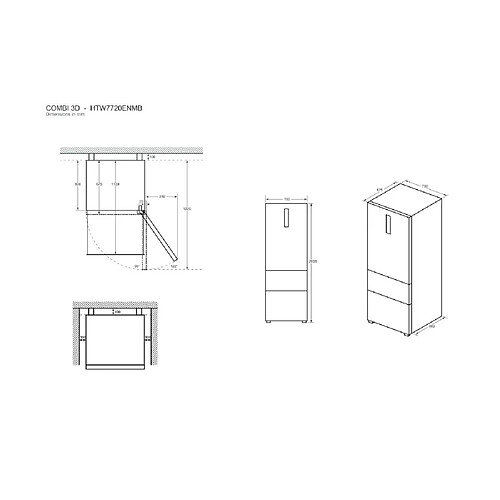 Haier 3D 70 Serie 7 HTW7720ENMB réfrigérateur-congélateur Pose libre 483 L E Noir