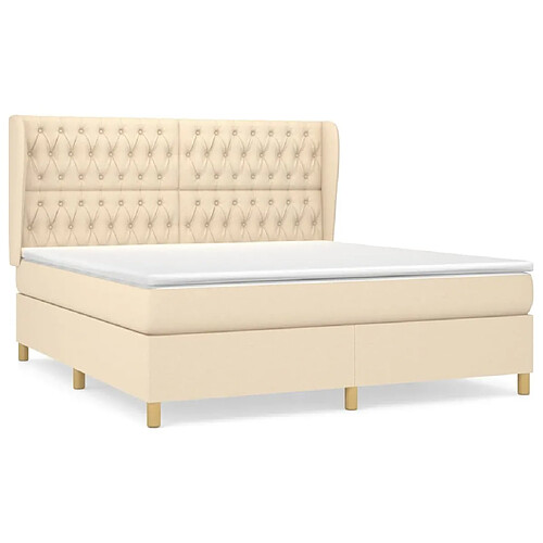 Maison Chic Lit adulte- Lit + matelas,Sommier à lattes de lit avec matelas Crème 180x200 cm Tissu -GKD94494