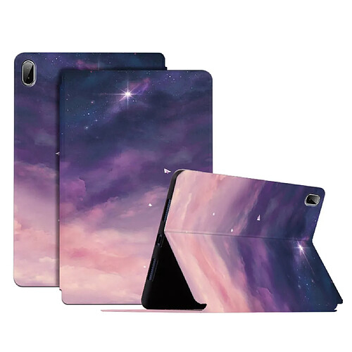 Etui en PU motif ciel étoilé avec support Ciel étoilé de rêve pour votre Lenovo Pad Plus