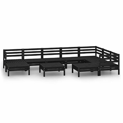 Maison Chic Salon de jardin 10 pcs - Table et chaises d'extérieur - Mobilier/Meubles de jardin Moderne Bois de pin massif Noir -MN11199