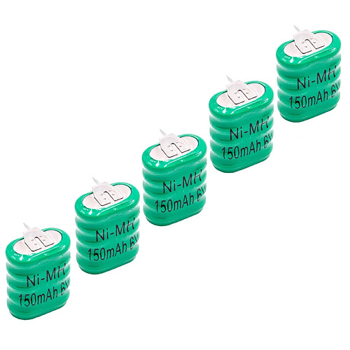 vhbw 5x NiMH pile bouton de remplacement pour type 5/V150H 3 épingles 150mAh 6V convient pour les batteries de modélisme etc.