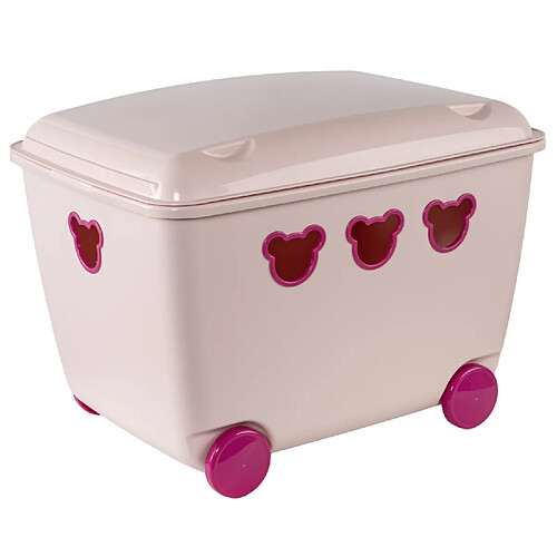 Branq Coffre à jouet avec roues 55 L Teddy rose