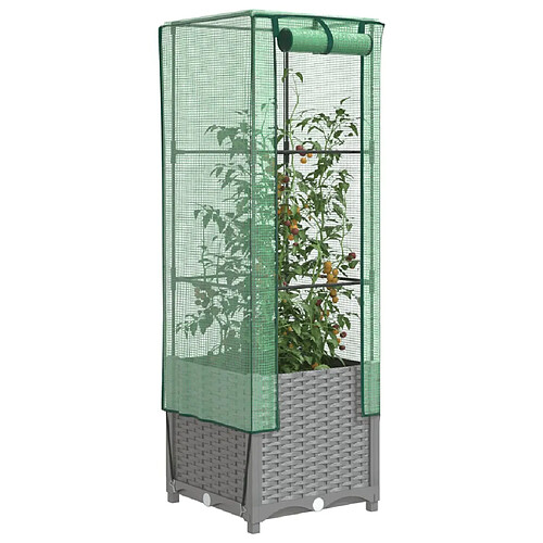 vidaXL Jardinière surélevée avec housse aspect rotin 40x40x139 cm