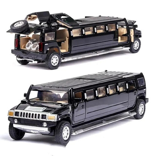 Universal Haute simulation 1: 32 Alliage Hummer Limousine Métal Die Casting Voiture Modèle tirer en arrière Flash Musique Voiture jouet pour enfants Cadeau de Noël | Voiture jouet Die Casting(Le noir)