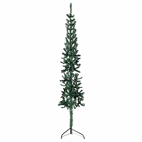 vidaXL Demi sapin de Noël artificiel mince avec support Vert 150 cm