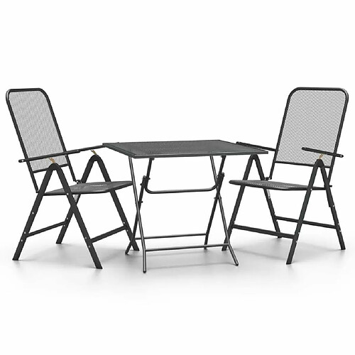 Maison Chic Mobilier à dîner 3 pcs de jardin - Ensemble table et chaises d'extérieur - Salon/Mobilier de jardin classique Maille Métal Anthracite -MN62786