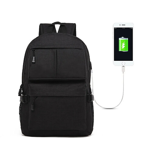 Wewoo Sacoche pour ordinateur portable noir 15.6 pouces et Ci-dessous Macbook, Samsung, Lenovo, Sony, DELL Alienware, CHUWI, ASUS, HP Universel Multi-Fonction Oxford Tissu Épaules Sac À Dos Avec Port de Charge USB Externe, Taille: 46x32x12cm,