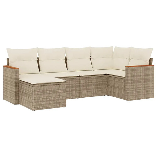 Maison Chic Salon de jardin avec coussins 6 pcs | Ensemble de Table et chaises | Mobilier d'Extérieur beige résine tressée -GKD80422