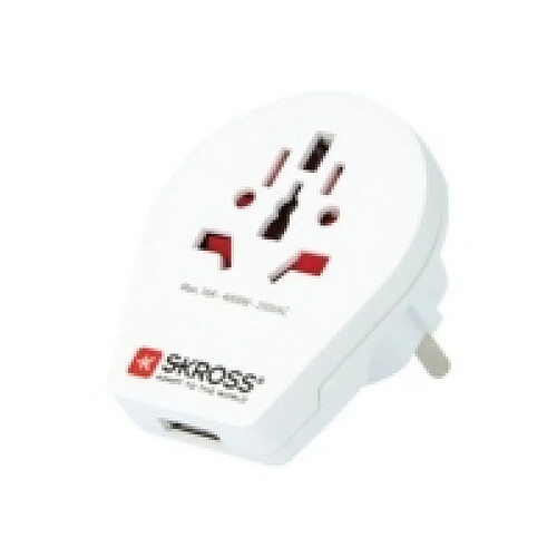 Adaptateur secteur skross monde à europe 1 port usb blanc