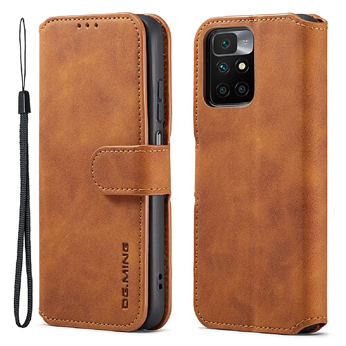 Etui en PU DG.MING style rétro avec support marron pour votre Xiaomi Redmi 10/10 Prime