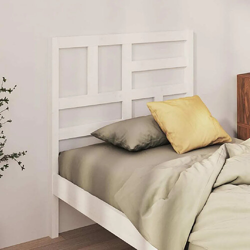 Maison Chic Tête de lit scandinave,Meuble de chambre Blanc 96x4x104 cm Bois massif de pin -MN18891