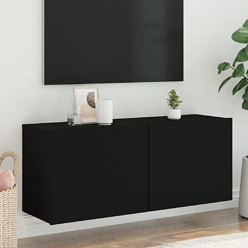 vidaXL Meuble TV mural noir 100x30x41 cm