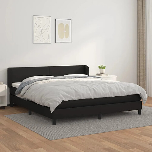 vidaXL Sommier à lattes de lit avec matelas Noir 180x200 cm Similicuir