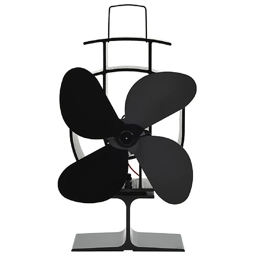 vidaXL Ventilateur de poêle alimenté par chaleur 4 pales Noir