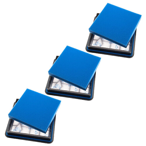 vhbw Lot de filtres compatible avec Philips PowerPro Active FC9555/09, FC9556/09 aspirateur - 3x Filtres (filtre combiné mousse + moteur)