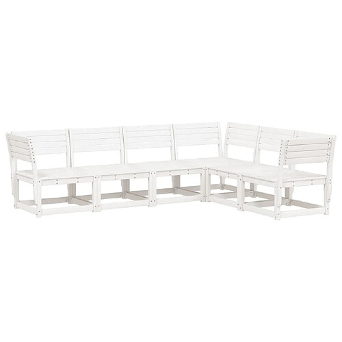 Maison Chic Salon de jardin 6 pcs | Ensemble de Table et chaises | Mobilier d'Extérieur blanc bois de pin massif -GKD64652